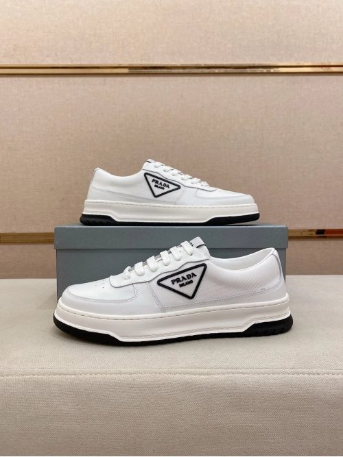 Prada Triangle Logo Low Top Sneakers White