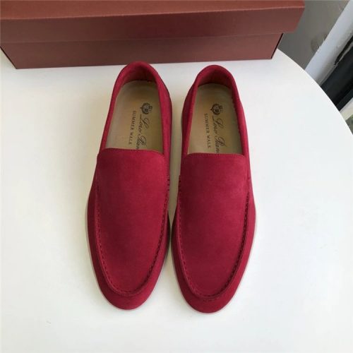 Loro Piana Summer Walk Suede Loafers Red