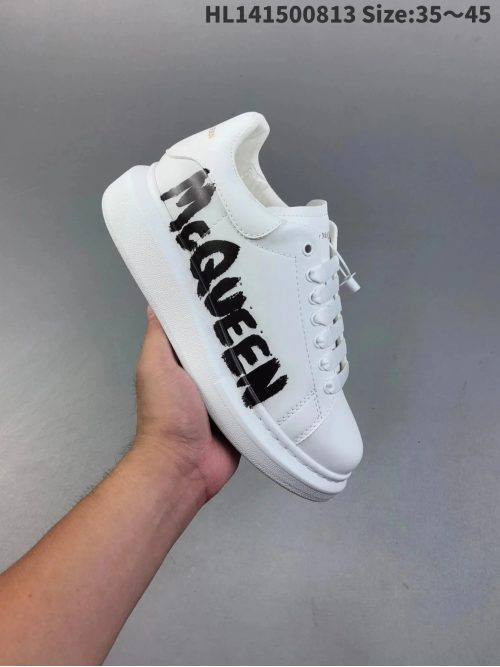Alexander McQueen AMQ Oversized Graffiti Chunky Sneakers White and Black