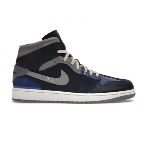 Jordan Air Jordan 1 Mid SE Signal Blue High Top Sneakers Navy and Gray