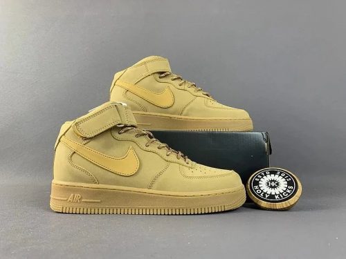 Nike Air Force 1 Mid Wheat High Top Sneakers Brown
