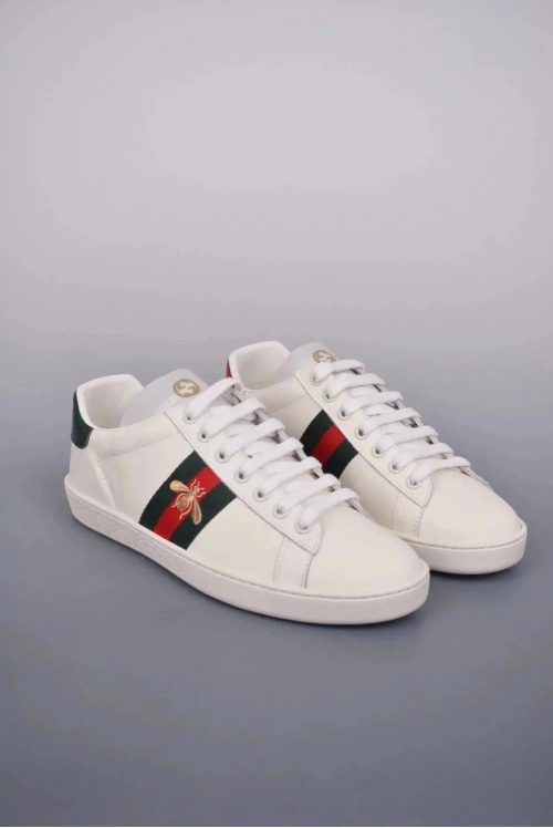 Gucci Ace Bee Low Top Leather Sneakers White