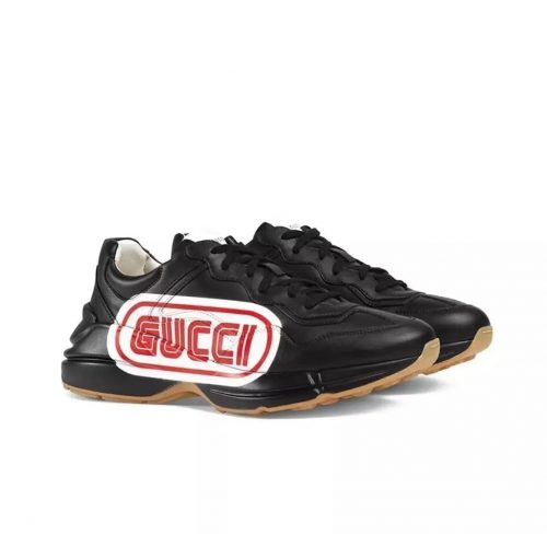 Gucci Rhyton Chunky Leather Sneakers Black