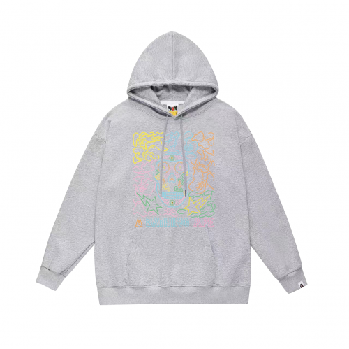 A Bathing Ape BAPE Skull Graphic Streetwear Hoodie Gray