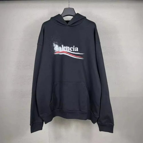 Balenciaga Spray Paint Logo Oversized Hoodie Black