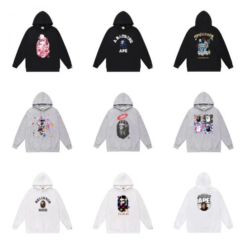 A Bathing Ape BAPE Graphic Print Streetwear Hoodie Multicolor