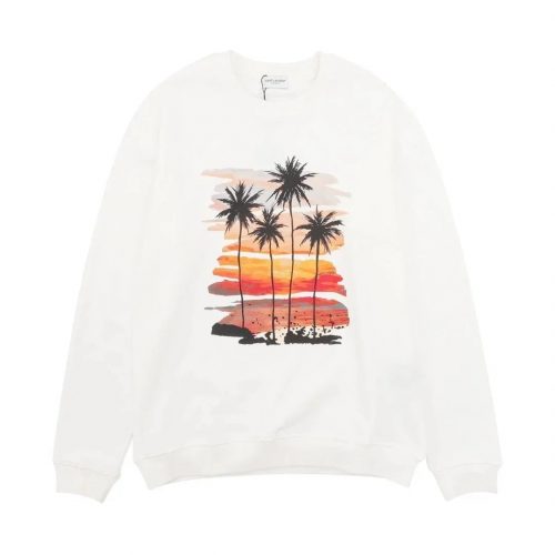 Saint Laurent YSL Palm Tree Print Graphic Sweatshirt White
