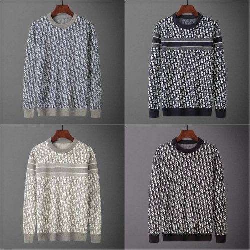 Dior Oblique Pattern Knit Crewneck Sweater Multicolor