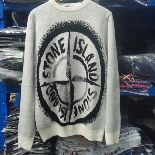 Stone Island Compass Graphic Knit Sweater White