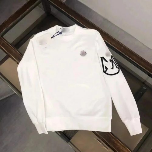 Moncler Graphic Sleeve Cotton Sweatshirt White