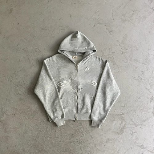 Broken Planet BP Zip-Up Hoodie Streetwear Sweatshirt Gray