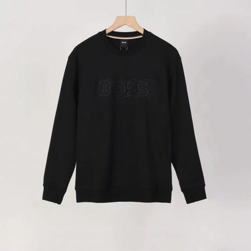 BOSS Embossed Logo Cotton Sweatshirt Black