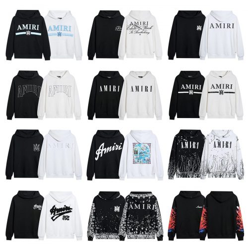 Amiri Graphic Print Cotton Hoodie Black and White