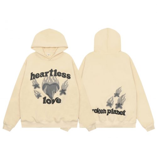 Broken Planet Heartless Love Graphic Streetwear Hoodie Beige