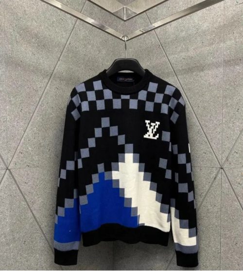 Louis Vuitton LV Pixel Damier Knit Sweater Black and Blue