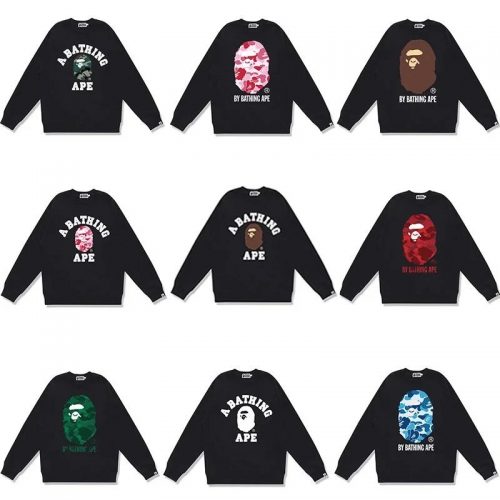 A Bathing Ape BAPE Graphic Print Streetwear Sweatshirt Black