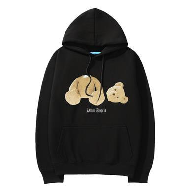 Palm Angels Bear Print Graphic Hoodie Black