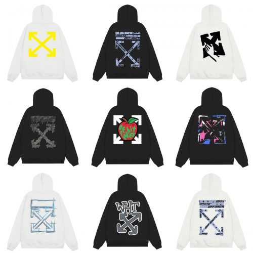 Off-White Arrow Graphic Streetwear Hoodie Multicolor