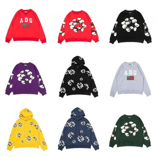 ADG Cotton Floral Print Sweatshirt and Hoodie Casual Pullover Multicolor