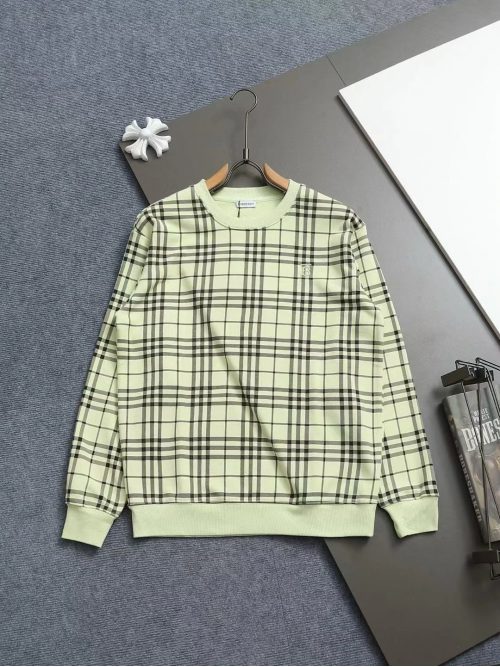 Burberry Check Print Classic Sweatshirt Light Green