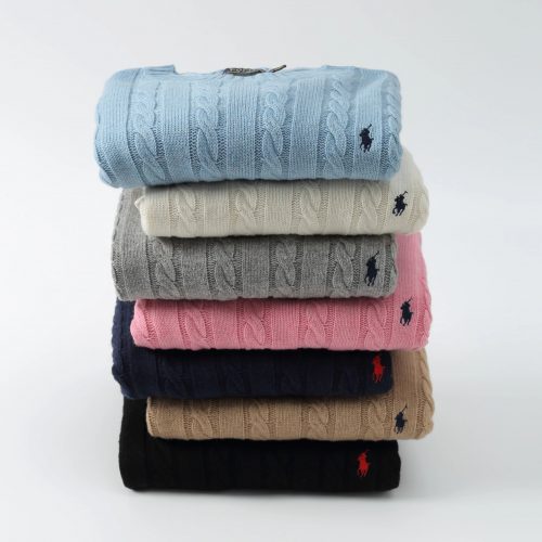 Ralph Lauren Cable-Knit Cotton Sweater Classic Crewneck Multicolor