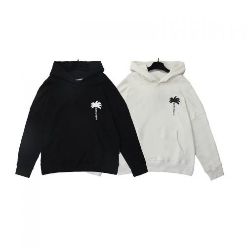 Palm Angels Palm Tree Print Oversized Hoodie Black and White