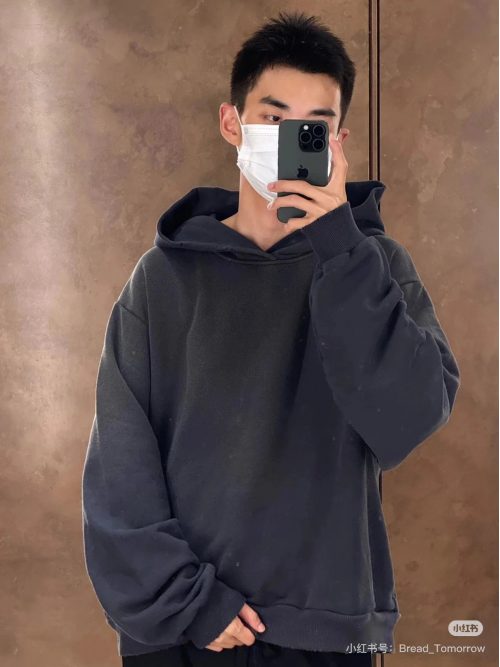 Design Oversized Solid Hoodie Casual Sweatshirt Black