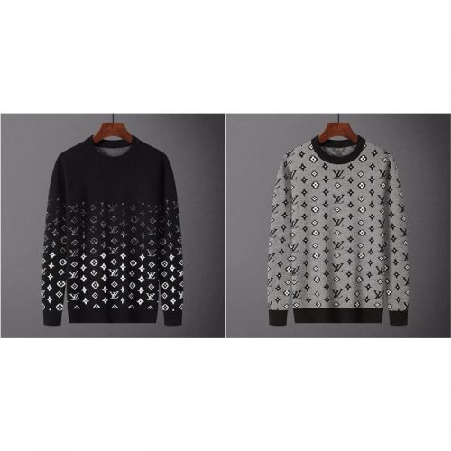 Louis Vuitton LV Monogram Knit Crewneck Sweater Black and Gray