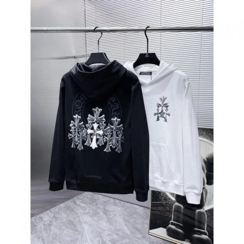 Chrome Hearts Cross Graphic Streetwear Hoodie Black and White