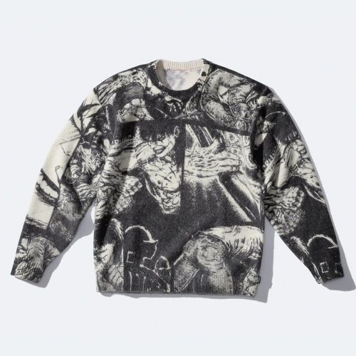 Design Manga Graphic Knit Sweater Black and White