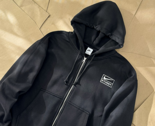 Nike Stussy NRG Zip-Up Hoodie Streetwear Sweatshirt Black