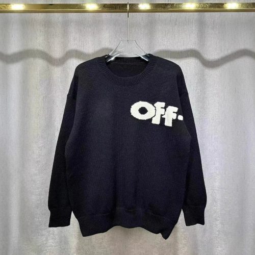 Off-White Graphic Knit Sweater Oversized Pullover Black