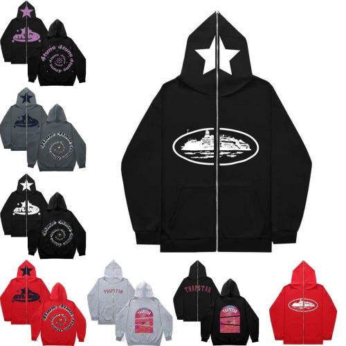 Trapstar Graphic Print Streetwear Zip-Up Hoodie Black