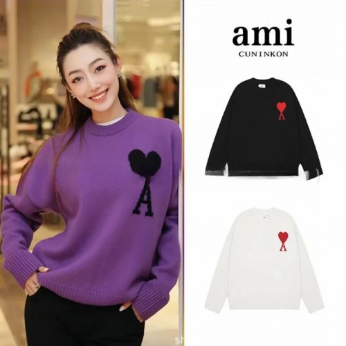 Ami Heart A Casual Sweater Purple