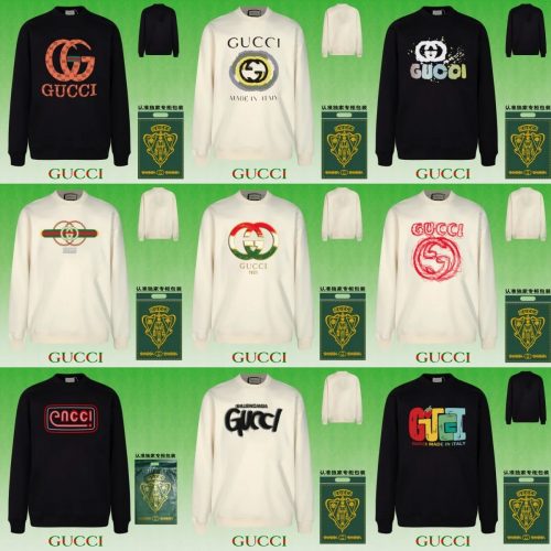Gucci Graphic Print Cotton Sweatshirt Black and White