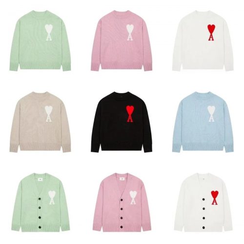 Ami Paris Ami Ami de Coeur Knit Sweater and Cardigan Collection Multicolor