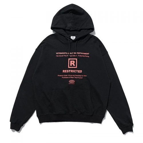 Vetements Restricted Adult Entertainment Graphic Hoodie Black