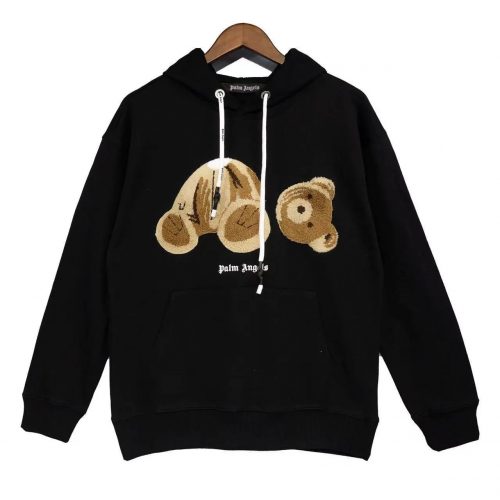 Palm Angels Bear Graphic Streetwear Hoodie Black