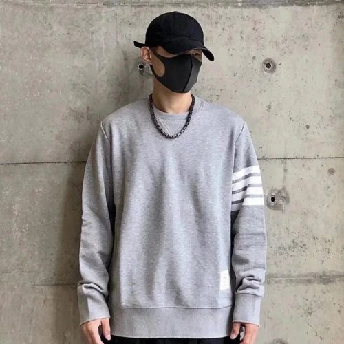 Thom Browne 4-Bar Stripe Crewneck Sweatshirt Gray