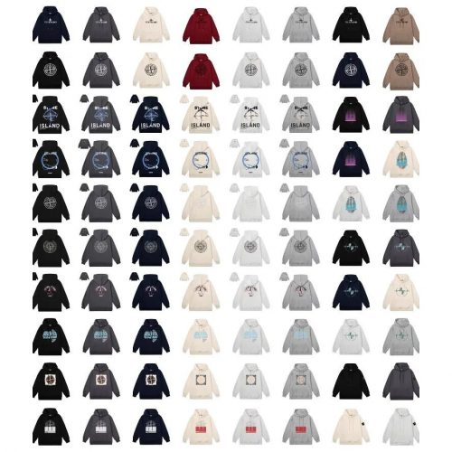 Stone Island Graphic Print Cotton Hoodie Multicolor