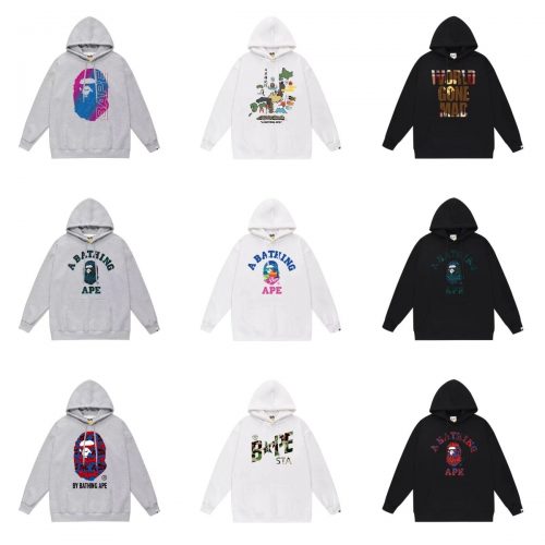 A Bathing Ape BAPE Graphic Print Streetwear Hoodie Multicolor