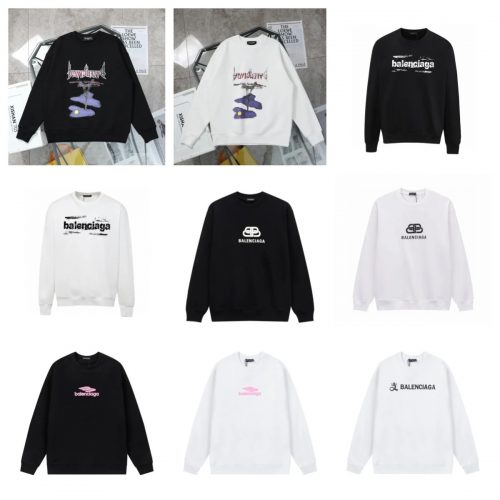 Balenciaga Graphic Print Oversized Crewneck Sweatshirt Black and White