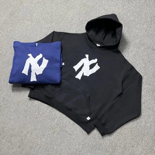 MLB New York Yankees Graphic Oversized Hoodie Black and Blue