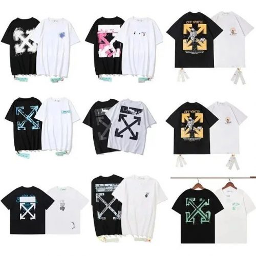 Off-White Graphic Print Cotton T-Shirt Collection Black and White