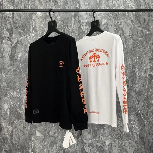 Chrome Hearts Hollywood Graphic Long Sleeve Shirt Black and White