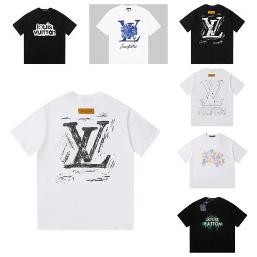 Louis Vuitton LV Graphic Print Cotton T-Shirt Multicolor