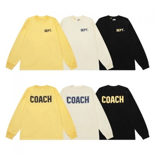 Coach DEPT. Graphic Long Sleeve Shirt Yellow White and Black