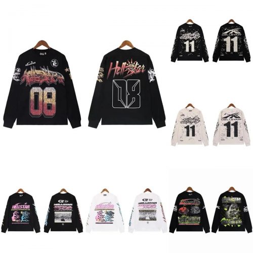 Hellstar Graphic Long Sleeve Streetwear T-Shirt Multicolor