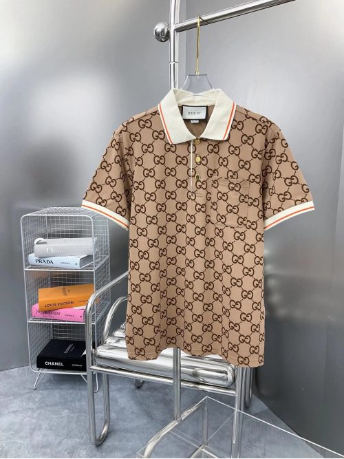 Gucci GG Monogram Classic Polo Shirt Beige