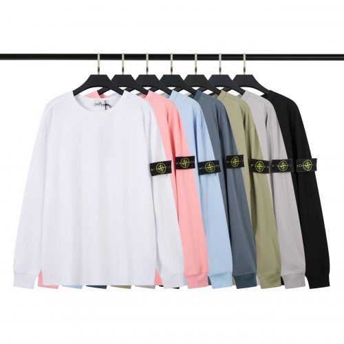 Stone Island Compass Patch Long Sleeve T-Shirt Cotton Casual Multicolor